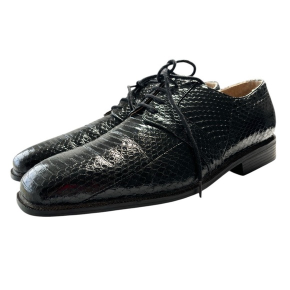 Giorgio Brutini Genuine Snakeskin Black Derby Dress Shoes Mens Size 11.5 Classic - Picture 14 of 16